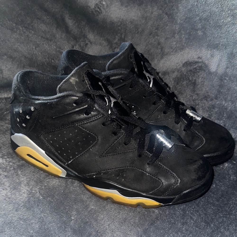 Jordan Black and Gold Athletic Shoes
